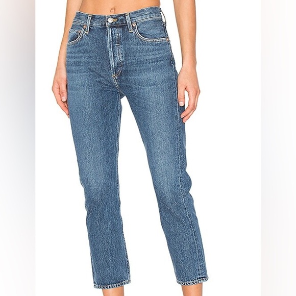 Agolde Denim - Agolde Riley‎ High Rise Straight Crop Blue Vintage Wash Air Blue Size 25